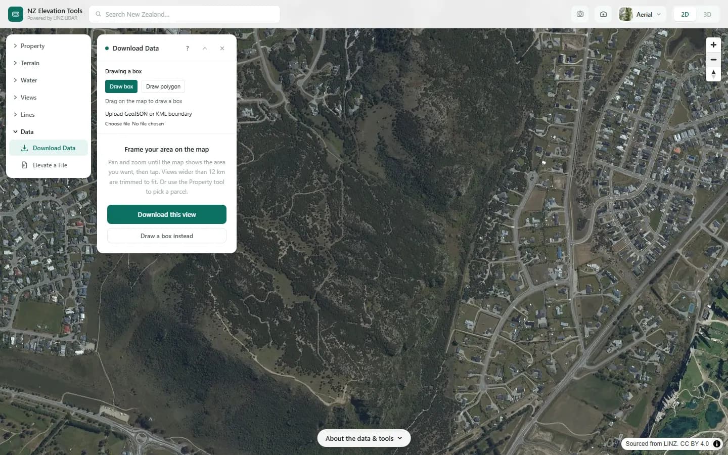 Download Data panel ready to export the current view
