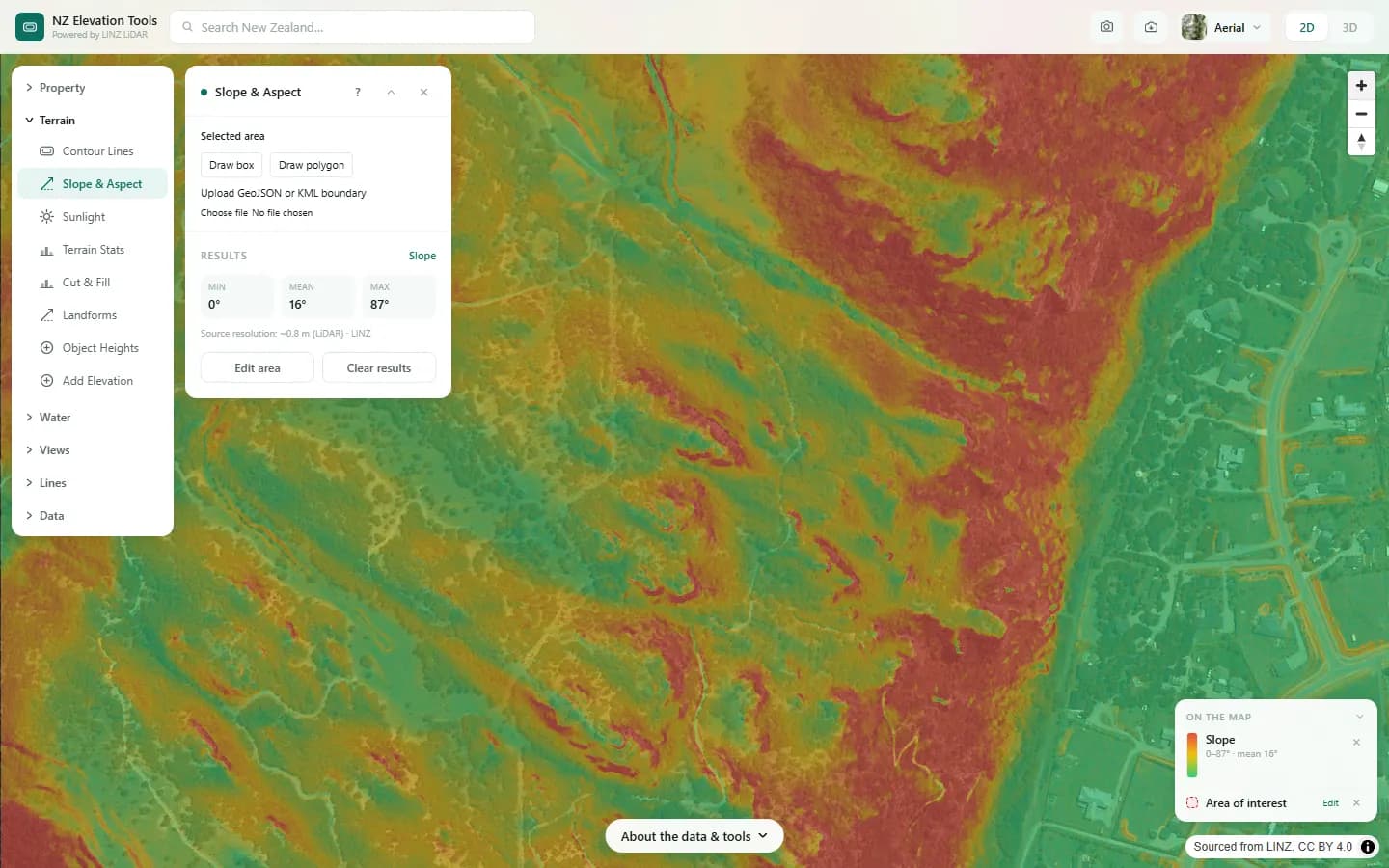 Close view of the slope map at the foot of the hill